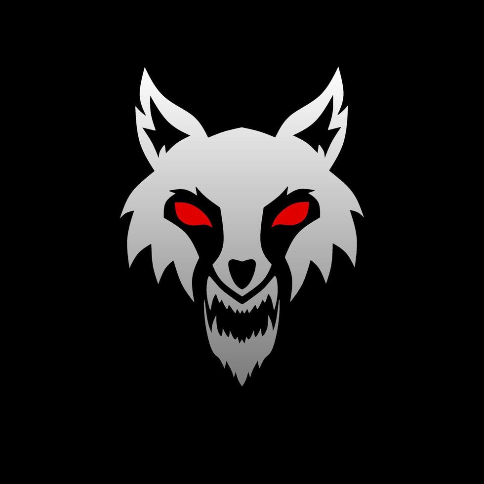 Illustration vector graphics of template logo beast wolf red eyes