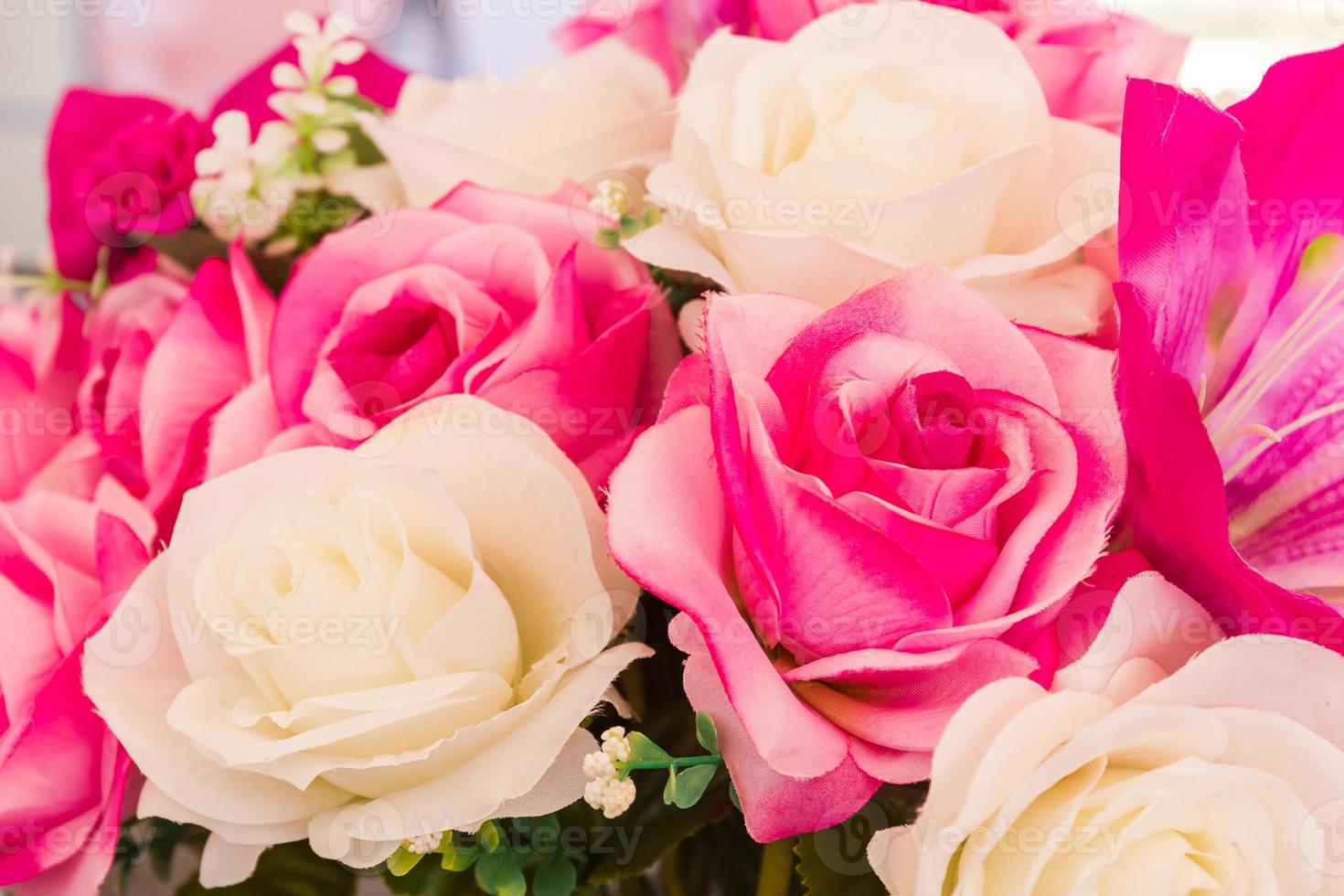 Pink and white fake flower handmade sewing flowers photo