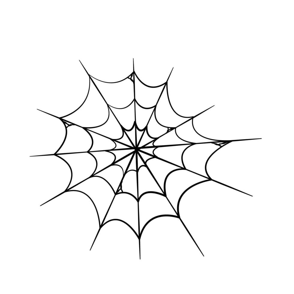 Black halloween cobweb on white background. Vector illustration, clip art. Happy halloween. Line vector silhouette. Illustration for web design