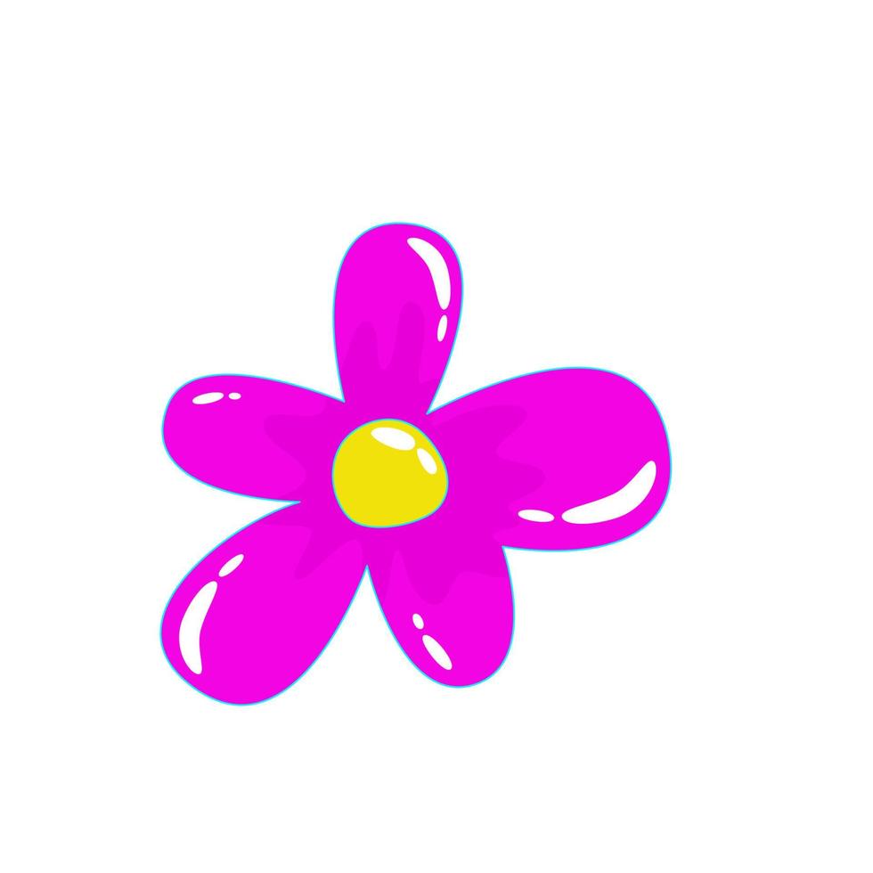 Retro aesthetic y2k, psychedelic acid trippy daisy flower. 70s, 80s, 90s cartoon style. Set element smile emoji. Creative vector illustration. Funny cartoon character. Pop art aesthetic y2k.