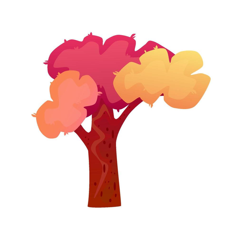 Autumn tree, great design for any purposes. Red, orange and yellow tree for garden forest park. Cartoon vector Isolated illustration. Autumn design.