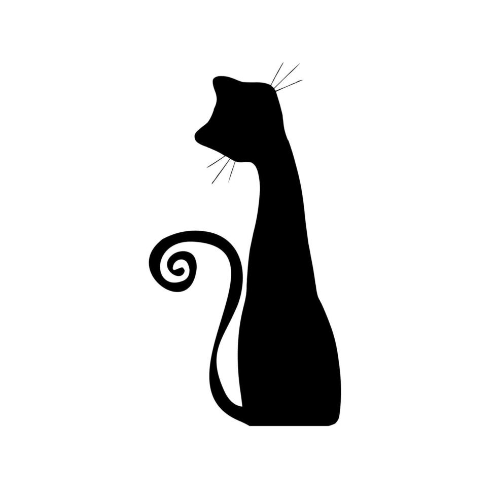 silueta de gato aislada vectorial, logotipo, impresión, adhesivo decorativo vector