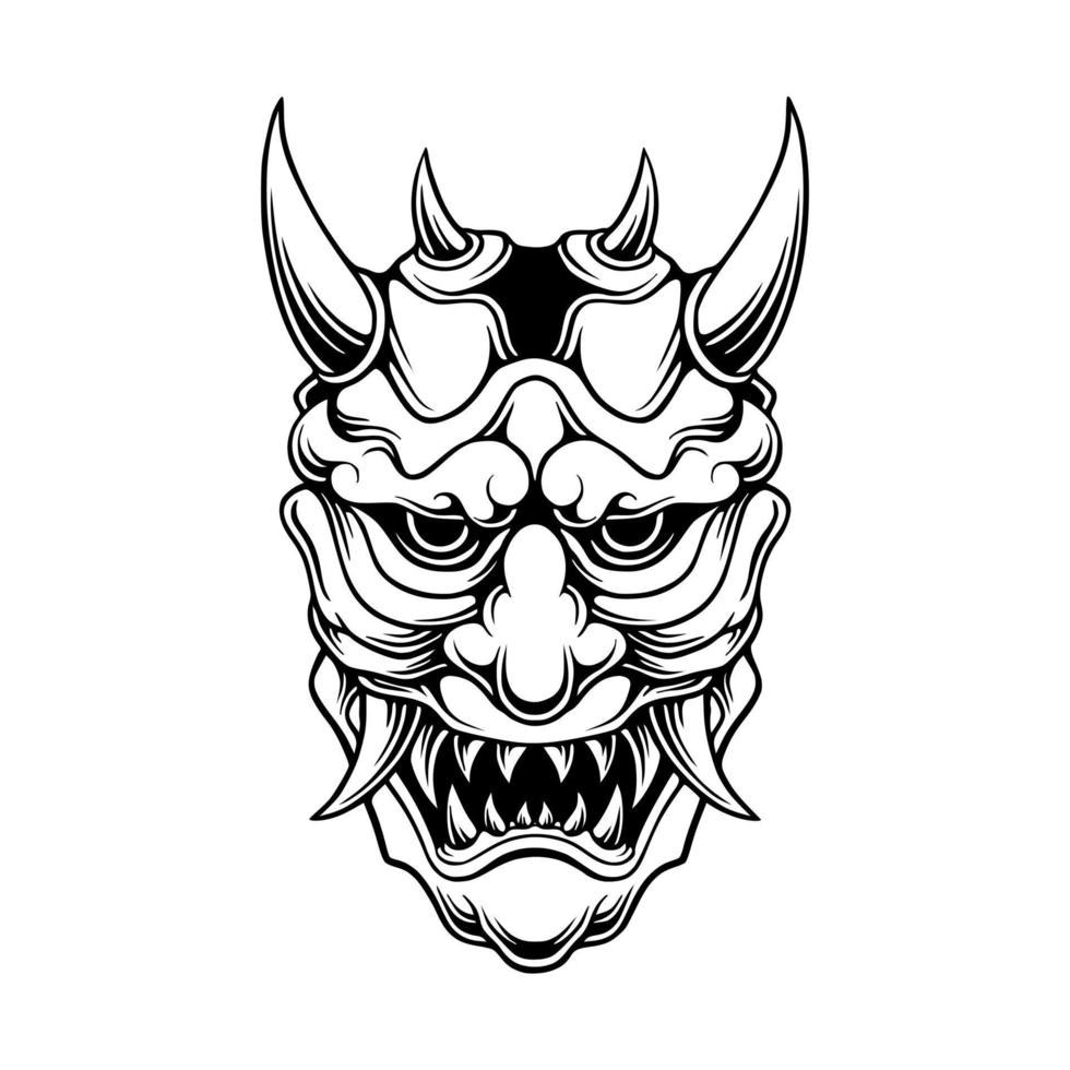 samurai m??scara arte de dise??o vectorial en blanco y negro 9901822