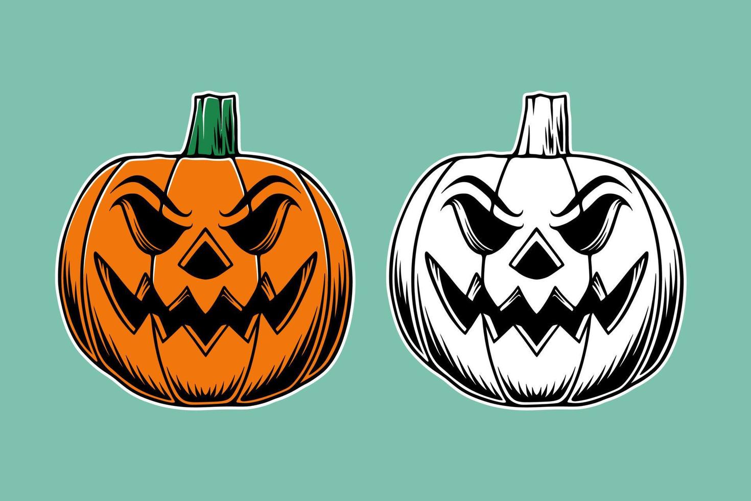 conjunto de vectores de diseño lindo de calabaza de halloween