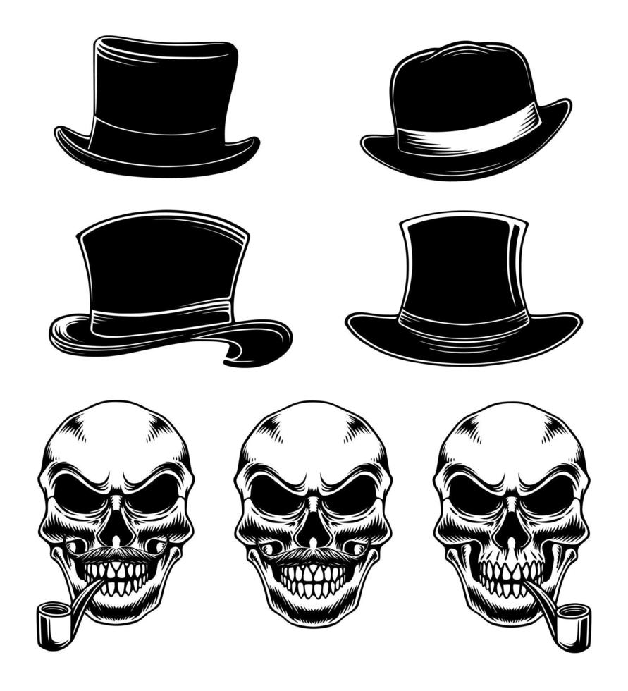 Skull mafia theme icon logo design art vector