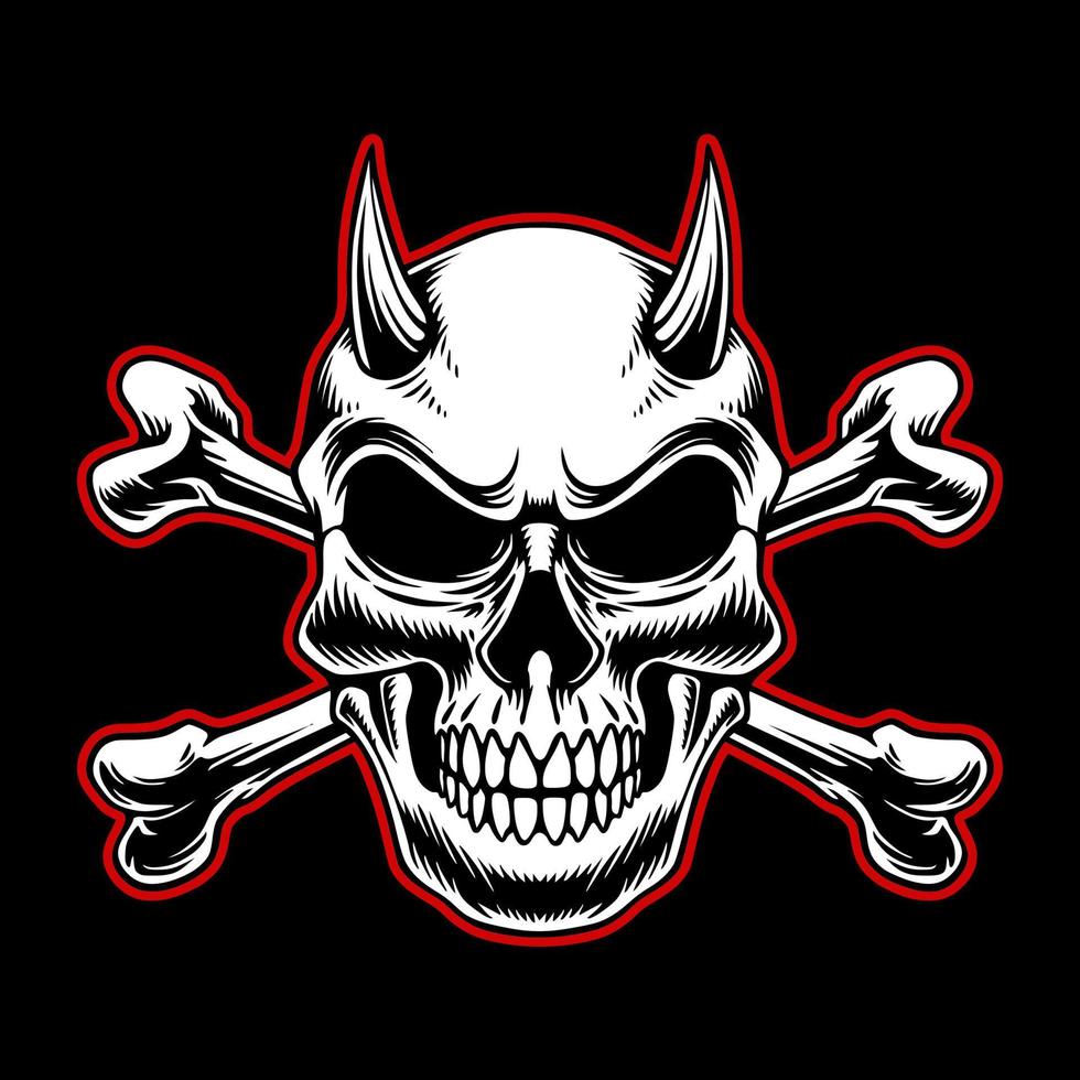 Vector skull black and white design