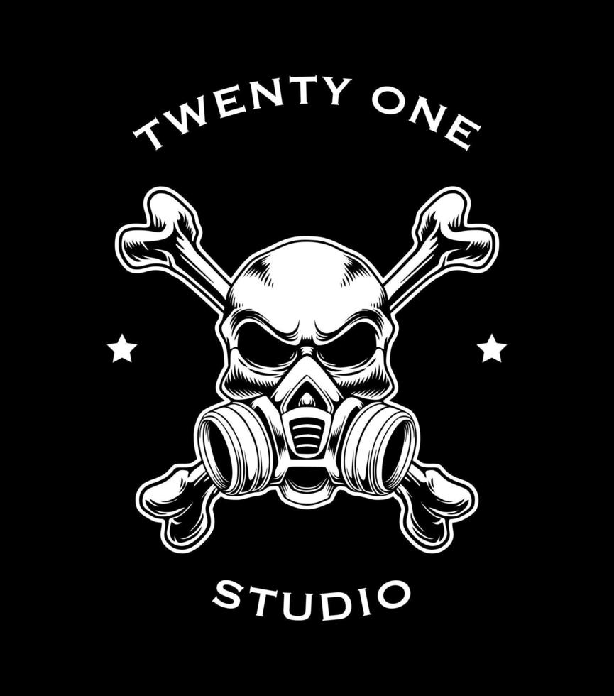 Vector skull black and white design