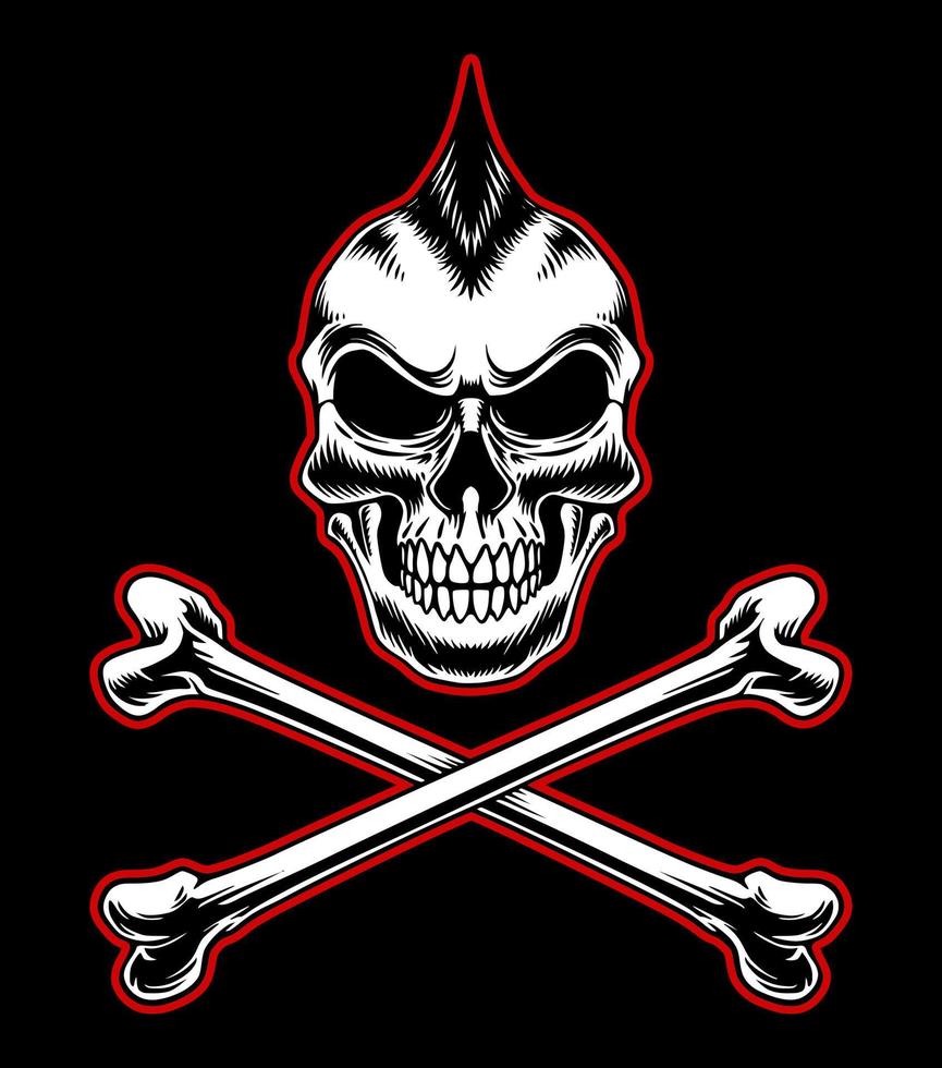 Vector skull black and white design