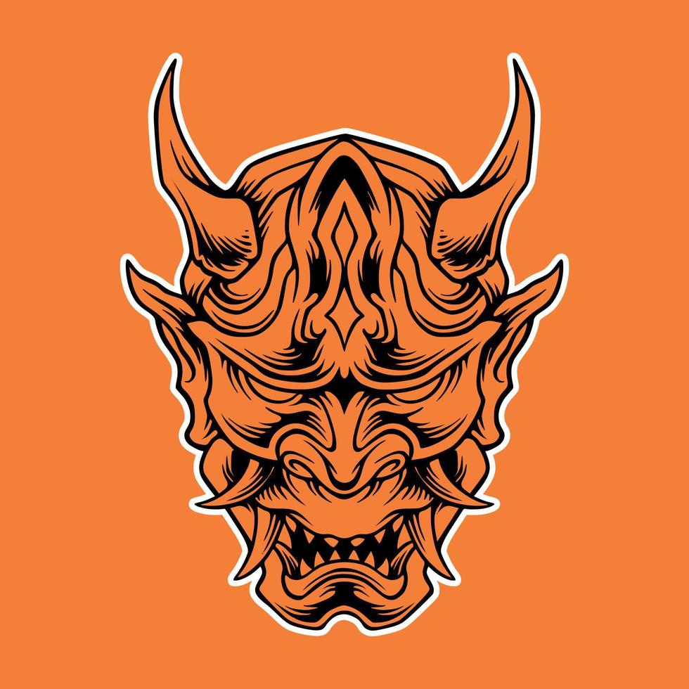 Japanese samurai demon mask vector