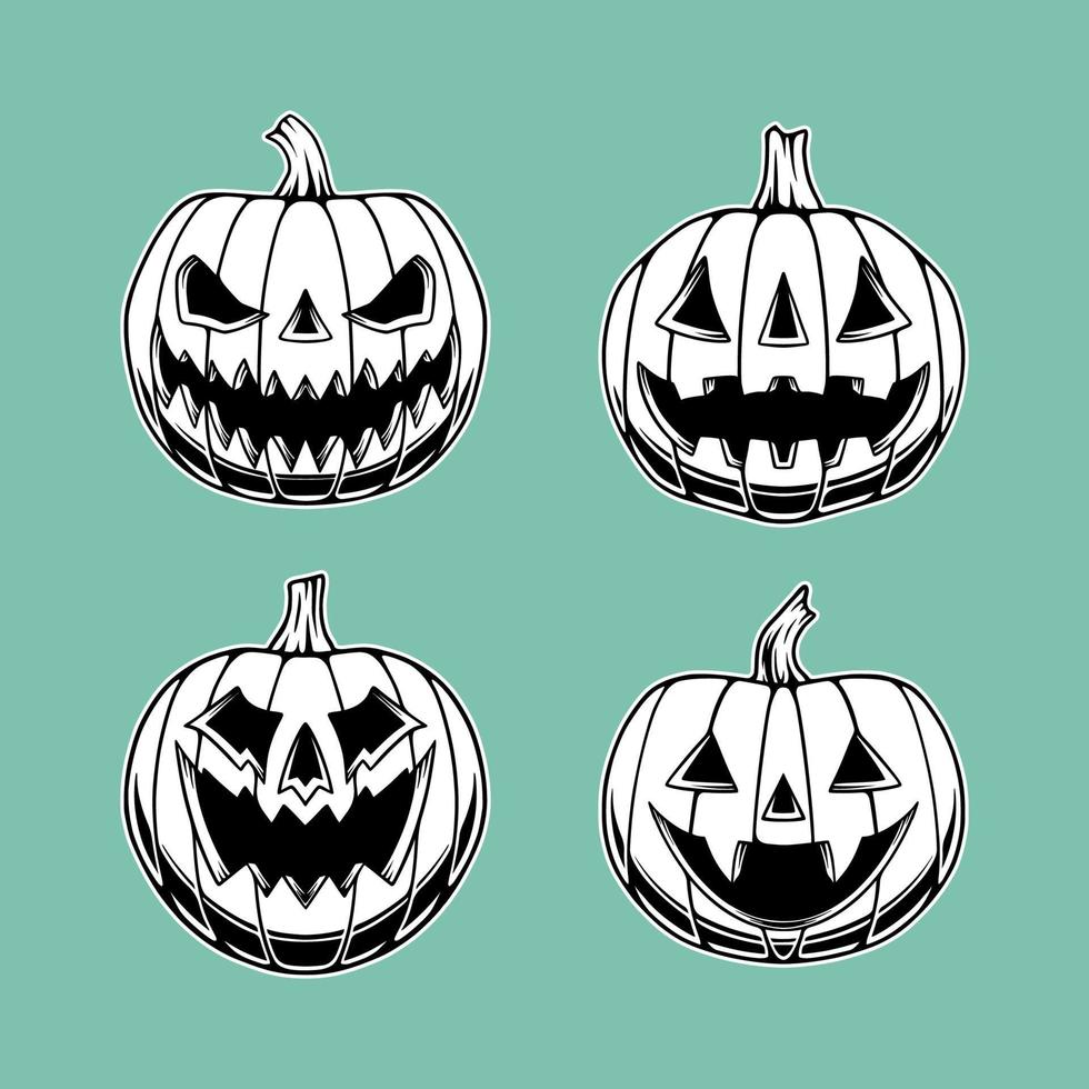 conjunto de paquete de diseño de calabaza lindo vector