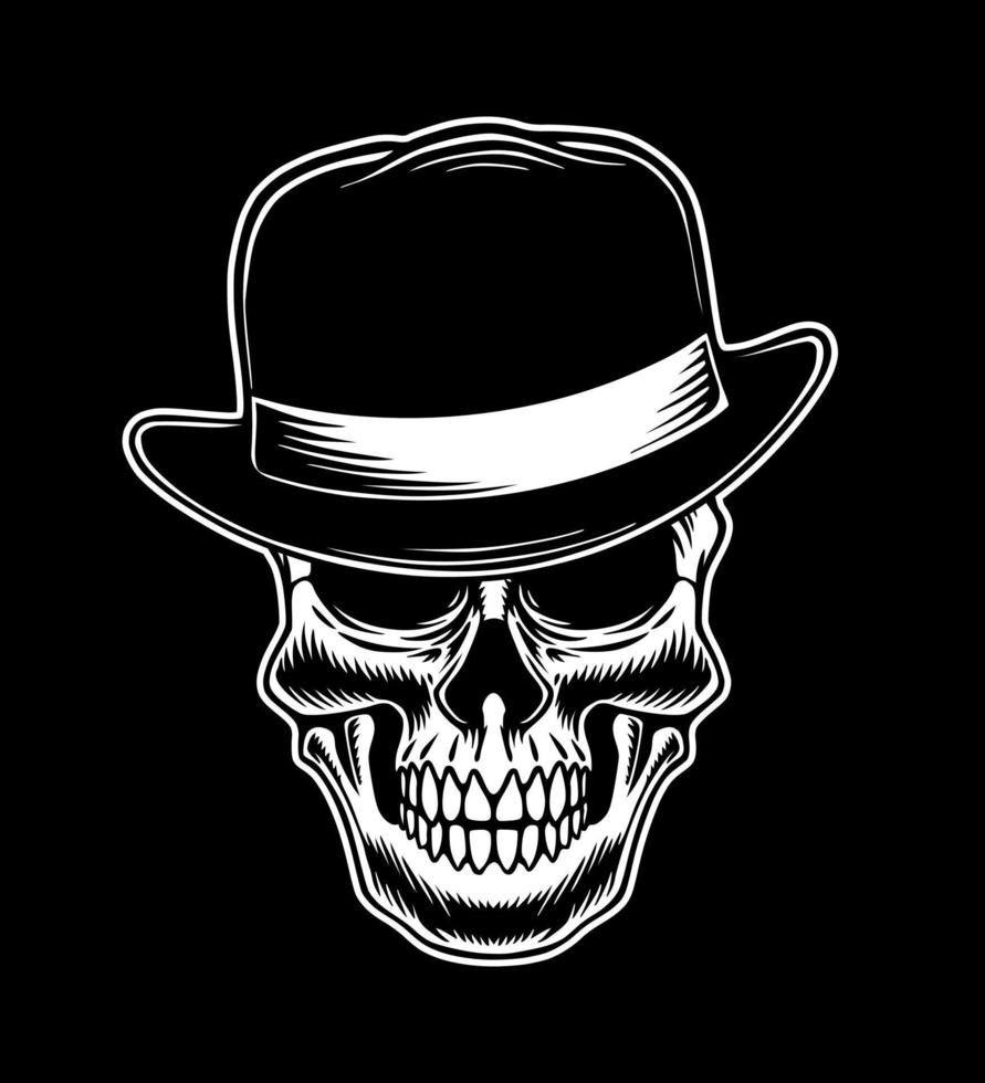 Skull mafia theme icon logo design art vector