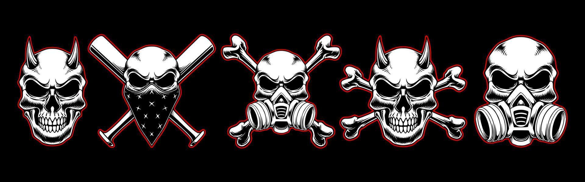 Vector skull logo icon design set