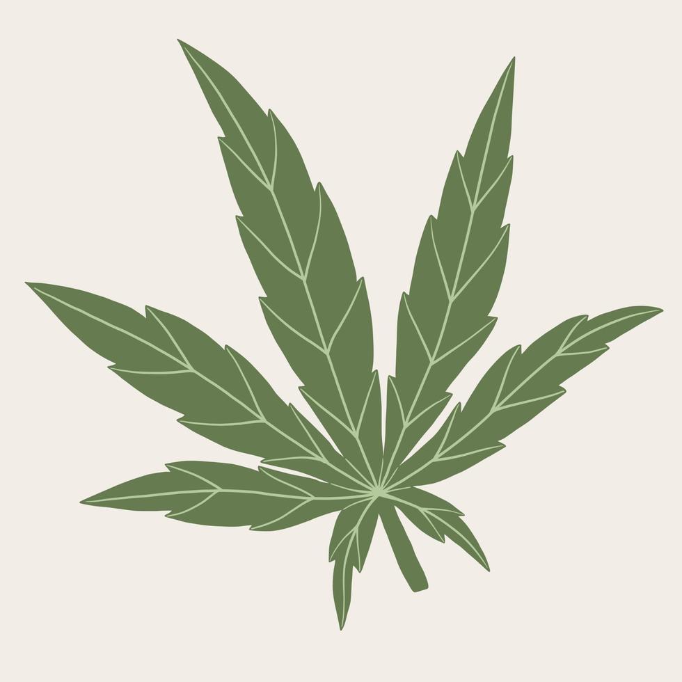 dibujo a mano alzada de hoja de cannabis simple. vector