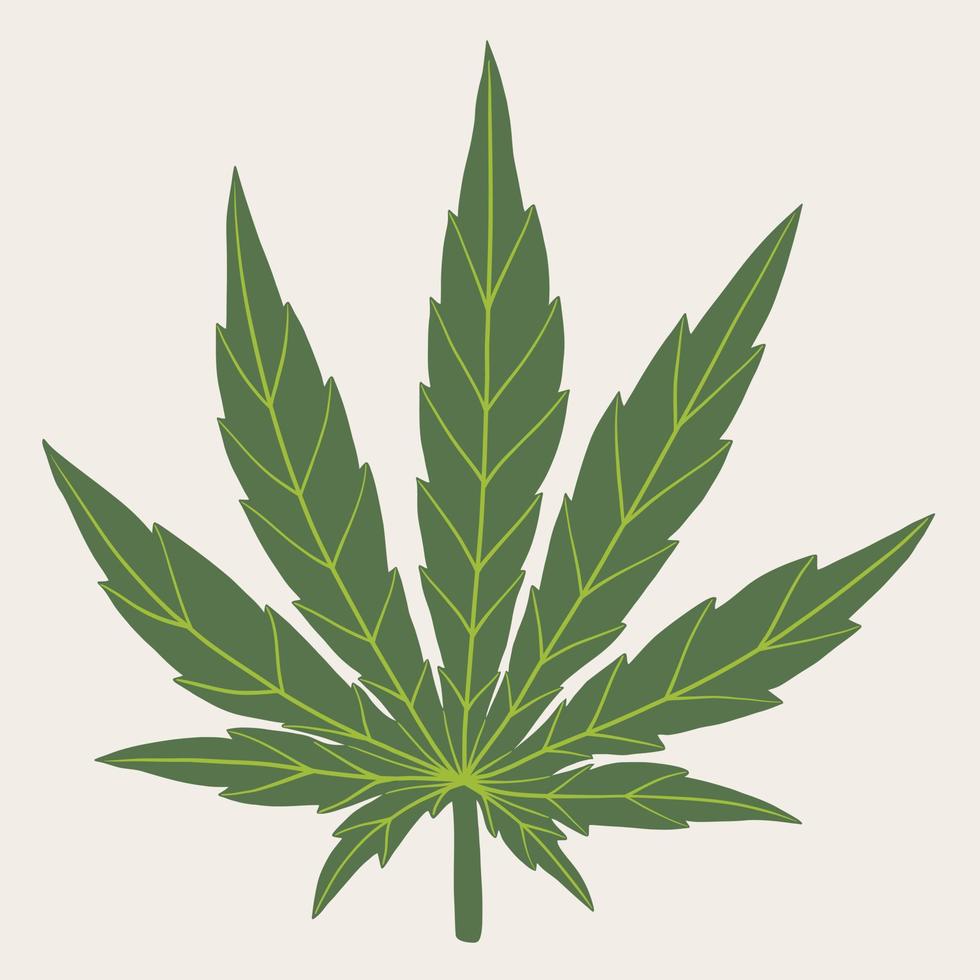 dibujo a mano alzada de hoja de cannabis simple. vector