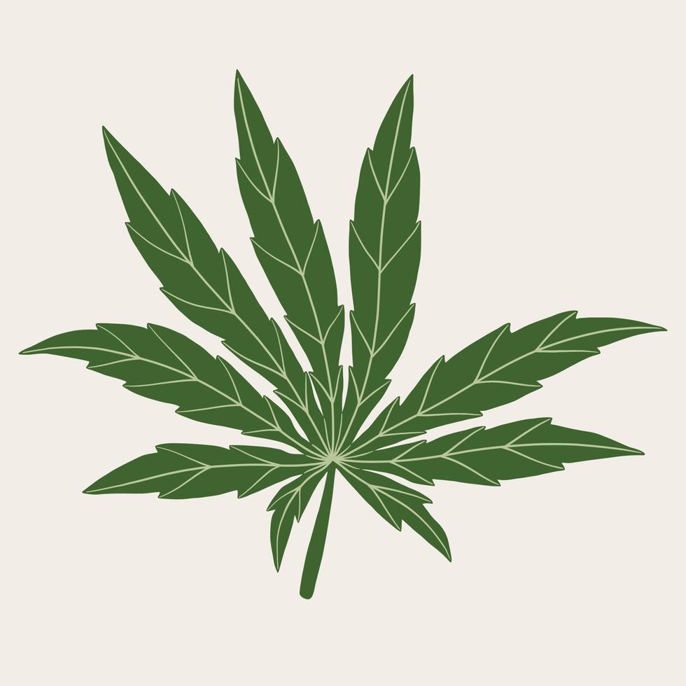 dibujo a mano alzada de hoja de cannabis simple. vector