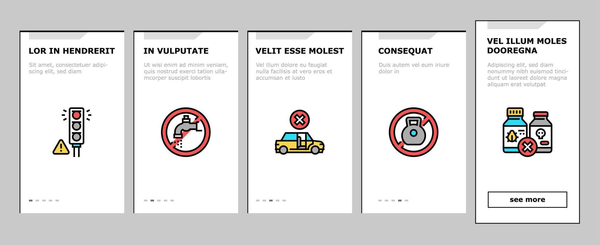 Child Life Safety Onboarding Icons Set Vector