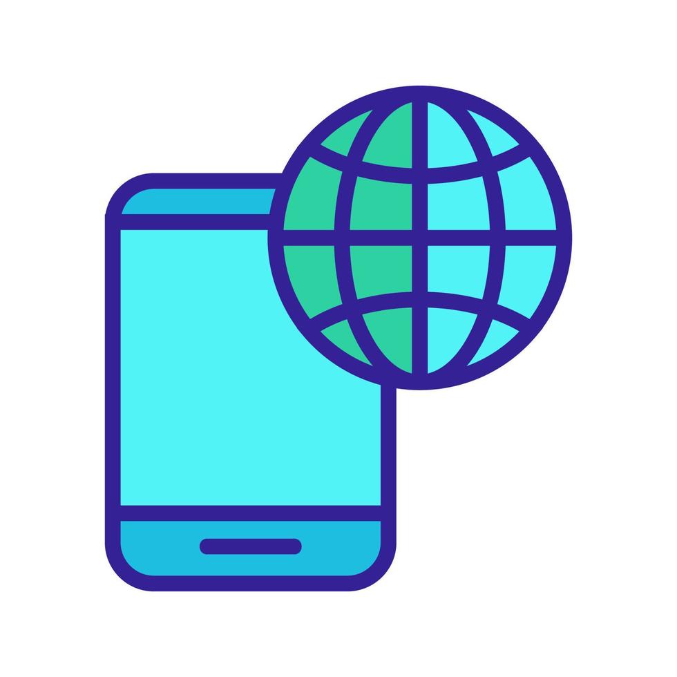 The browser function in the phone is a vector icon. Isolated contour symbol illustration