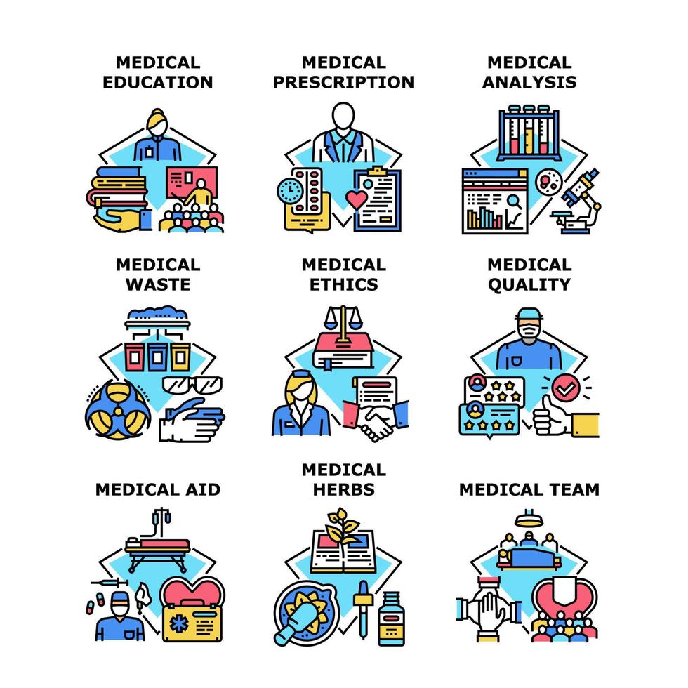 Medical Education Set Icons Vector Illustrations
