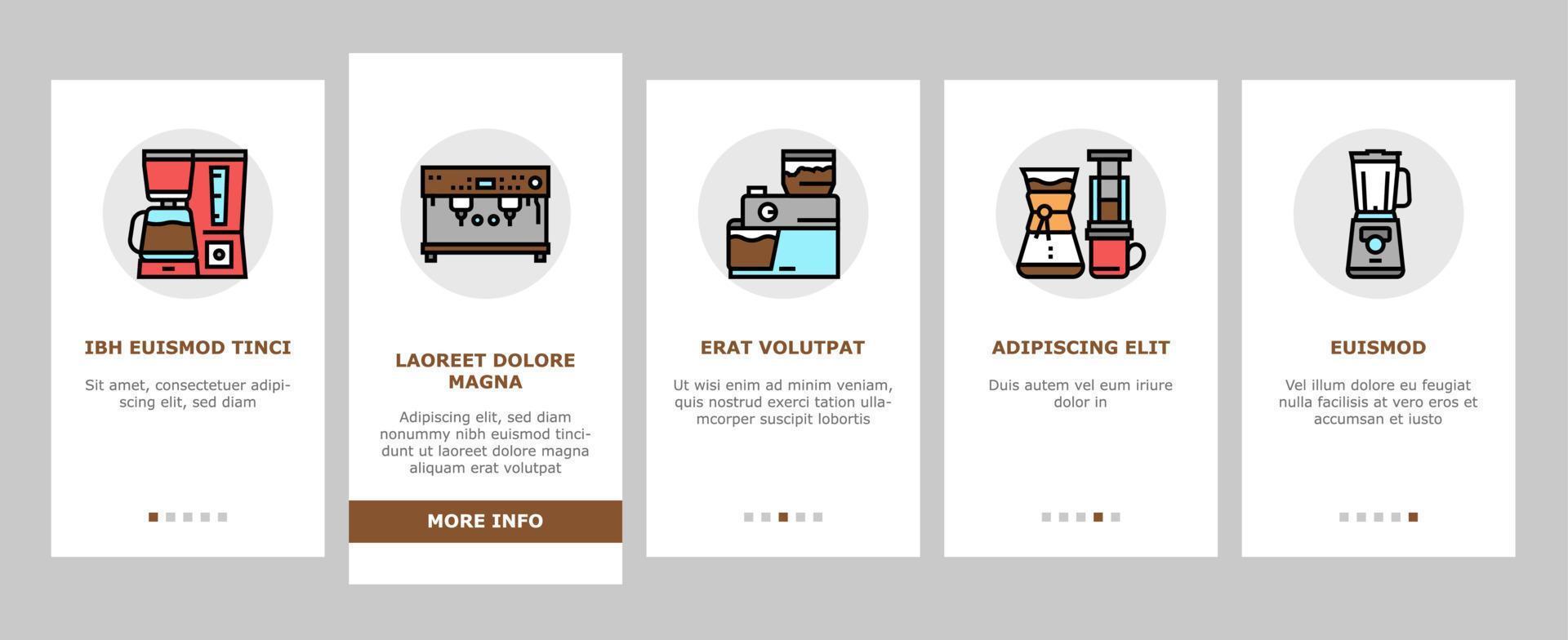 conjunto de iconos de incorporación de equipos de cafetería vector