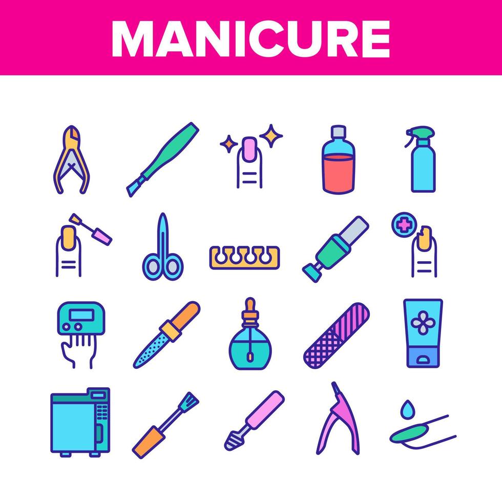 Manicure And Pedicure Equipment Icons Set Vector