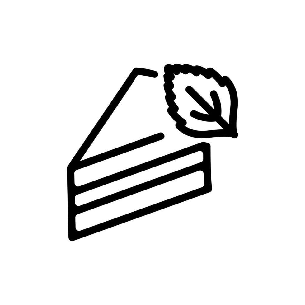 piece of cake with mint icon vector outline illustration