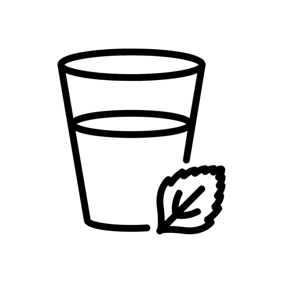bebida de menta en la ilustración de contorno de vector de icono de vidrio