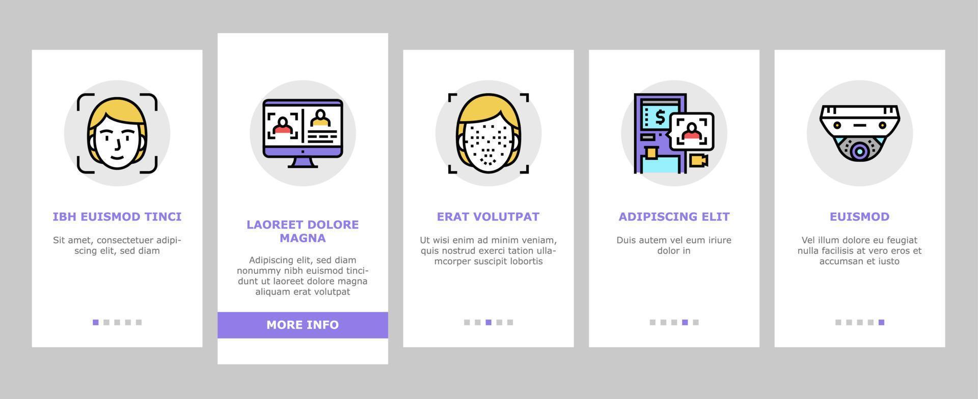 Face Id Technology Onboarding Icons Set Vector