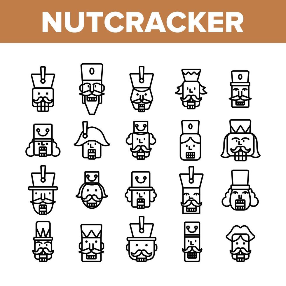 conjunto de iconos de elementos de colección de cascanueces vector