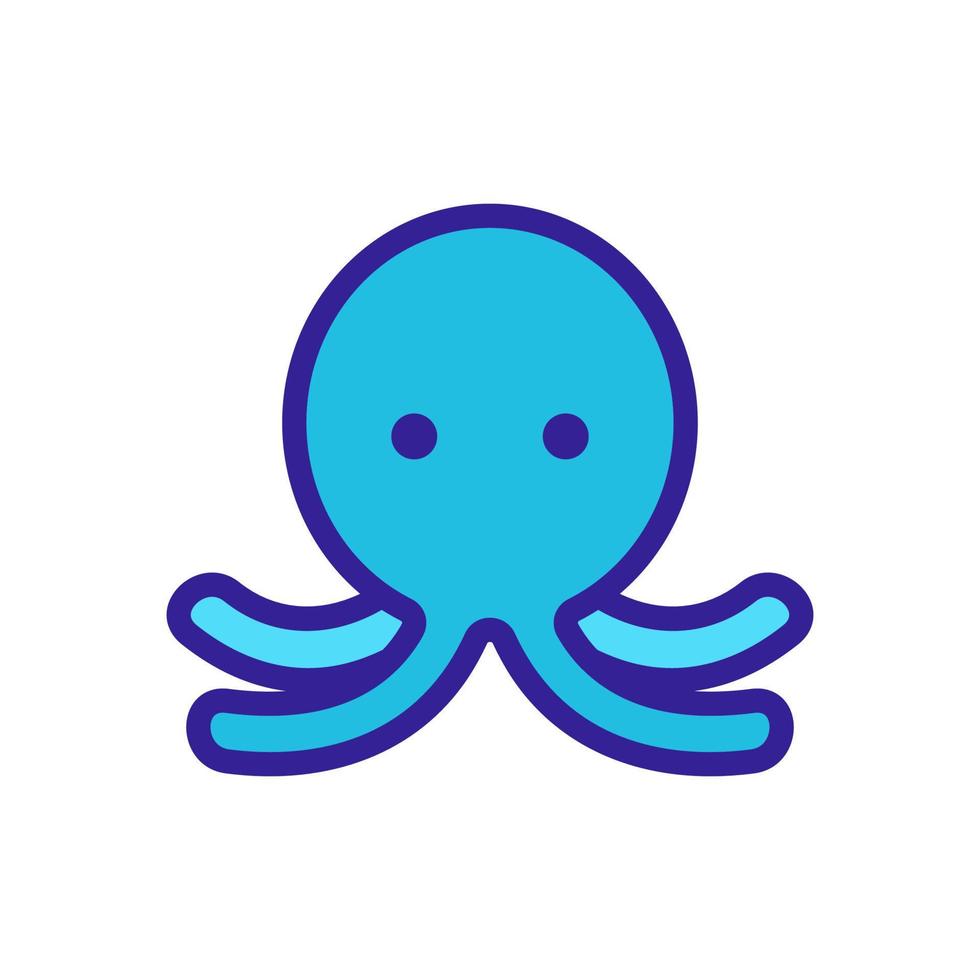 four tentacle squid with huge head icon vector outline illustration