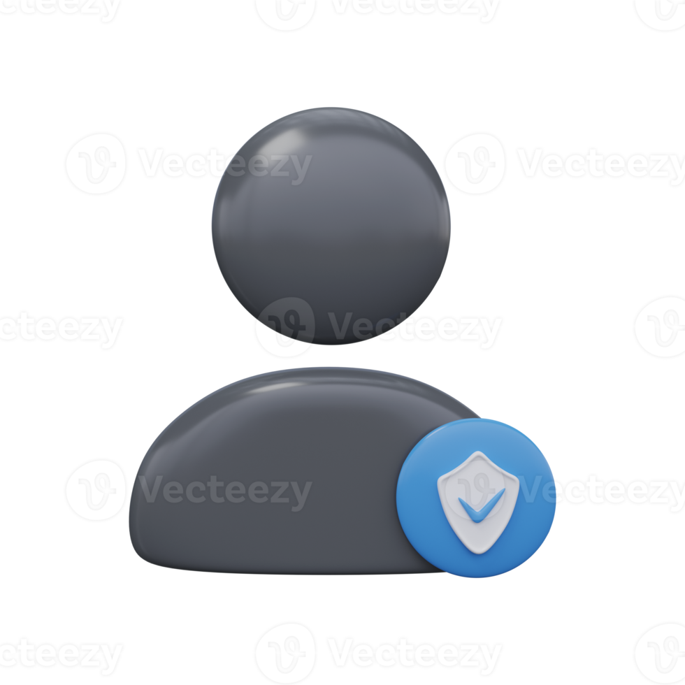 Verified secure user icon 3d render png