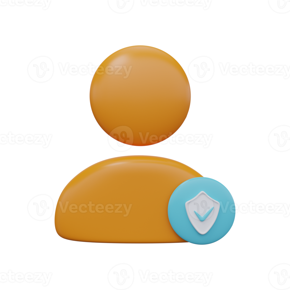Verified secure user icon 3d render png