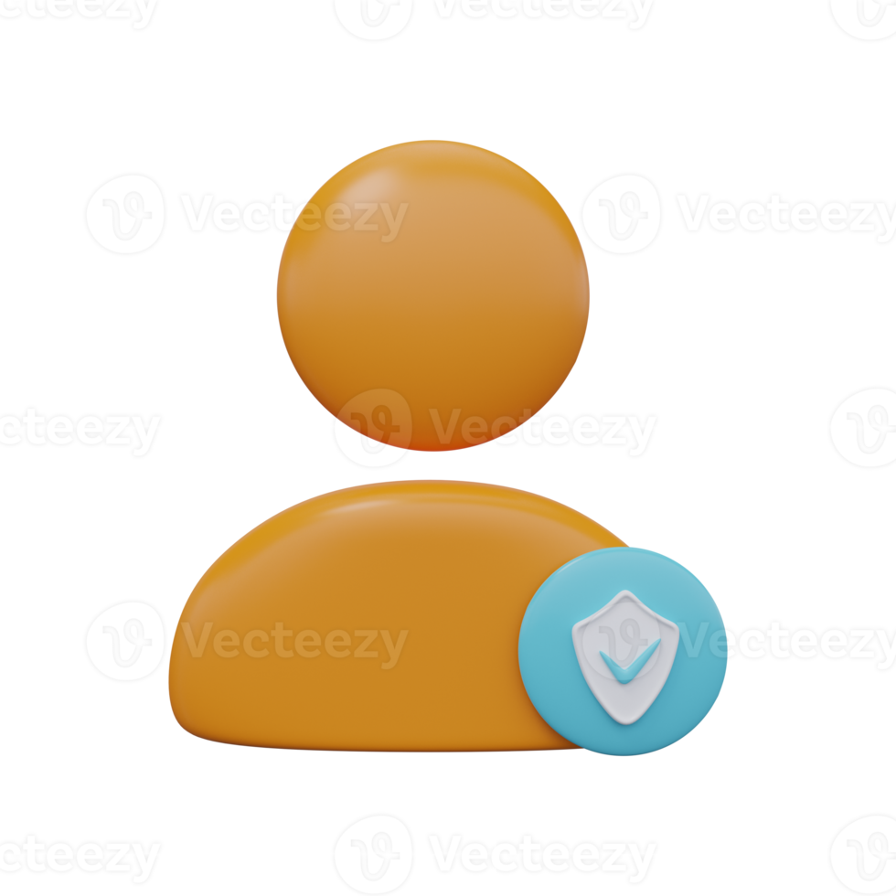 verifierad säker användarikon 3d-rendering png