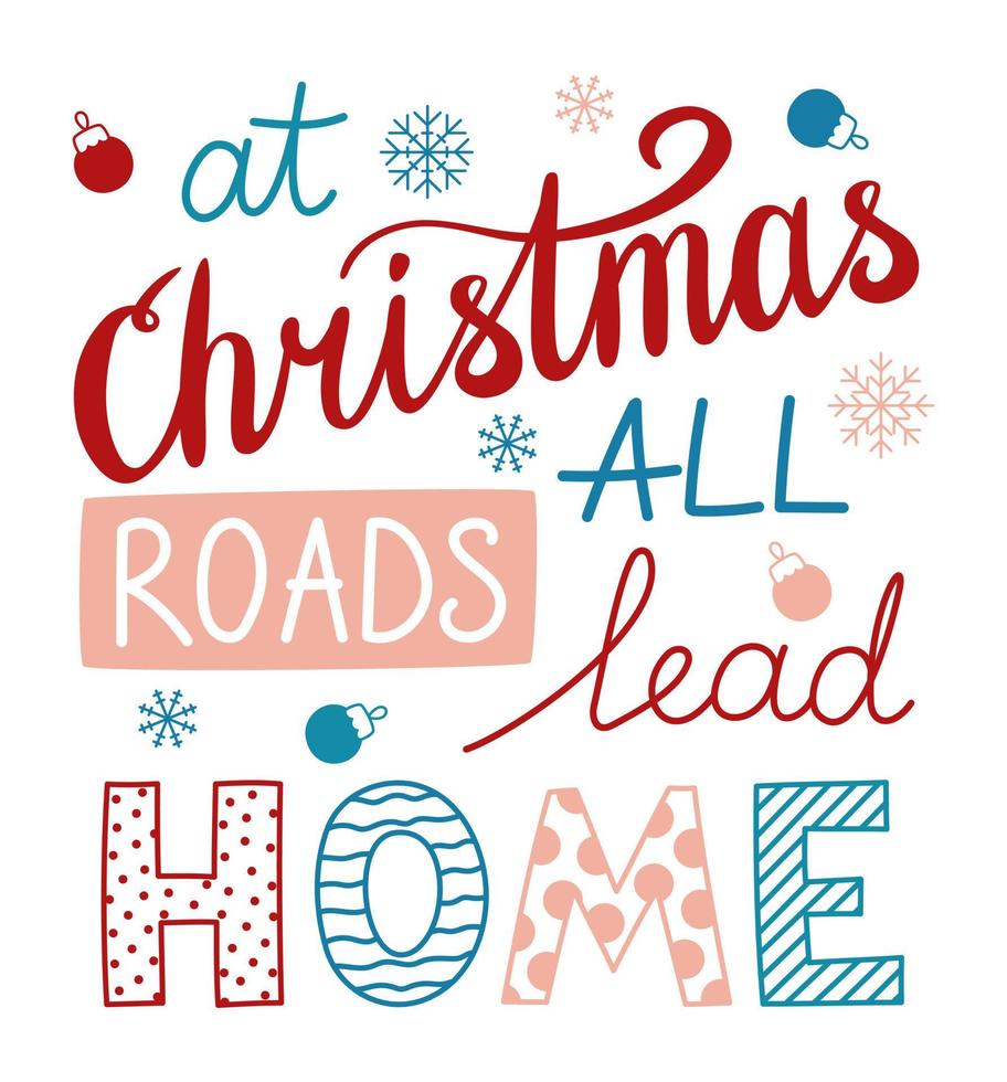 Handwritten phrase about Christmas. Christmas beautiful lettering with decorative elements. vector