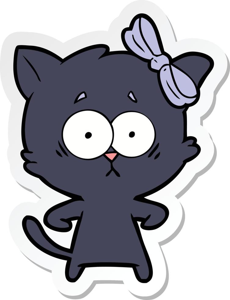 sticker of a cartoon cat vector