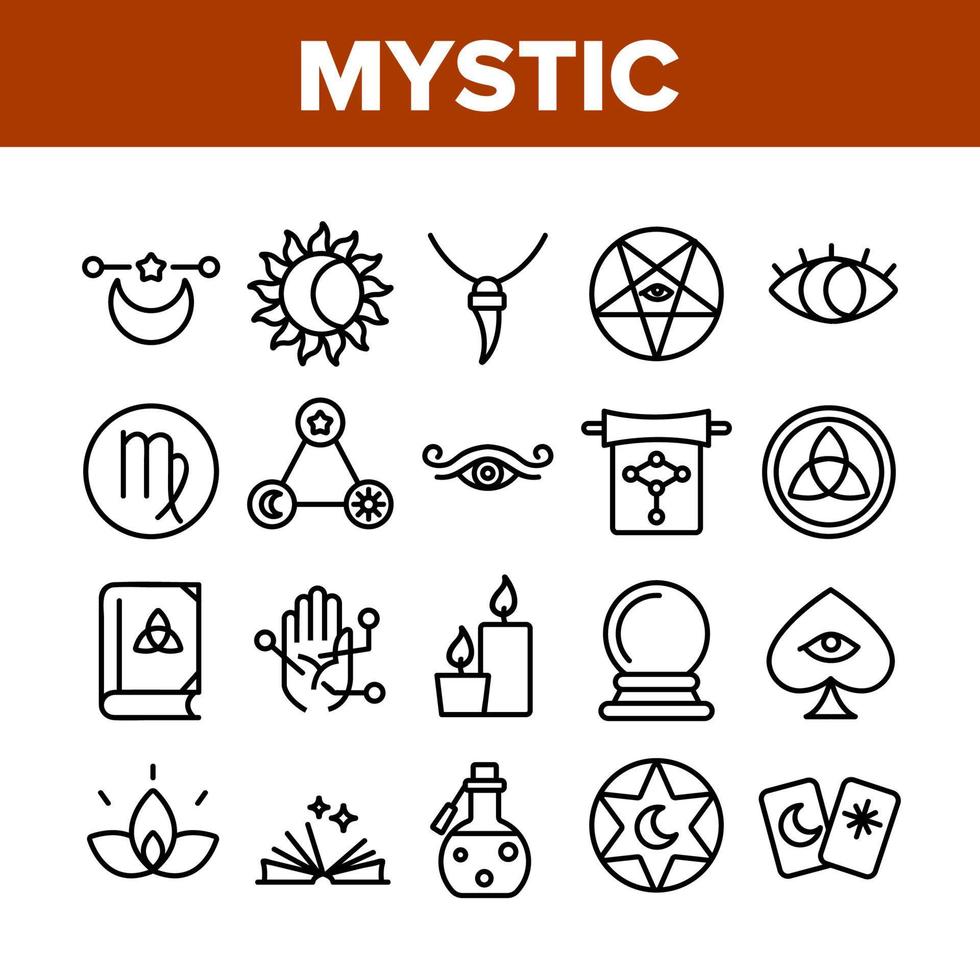 Mystic Symbol Tool Collection Icons Set Vector