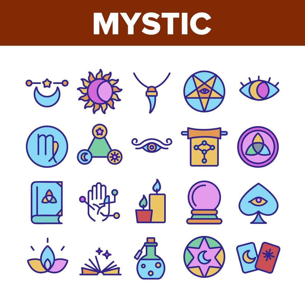 Mystic Symbol Tool Collection Icons Set Vector