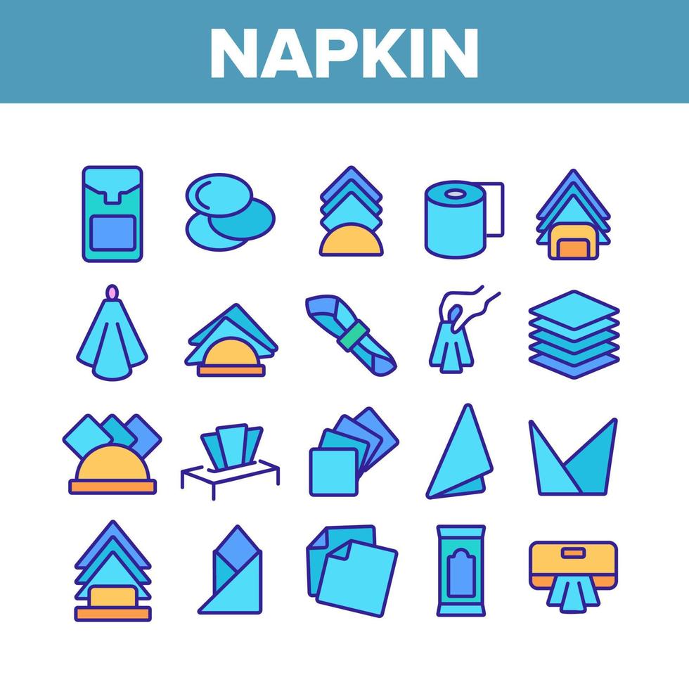 Napkin Hygiene Paper Collection Icons Set Vector