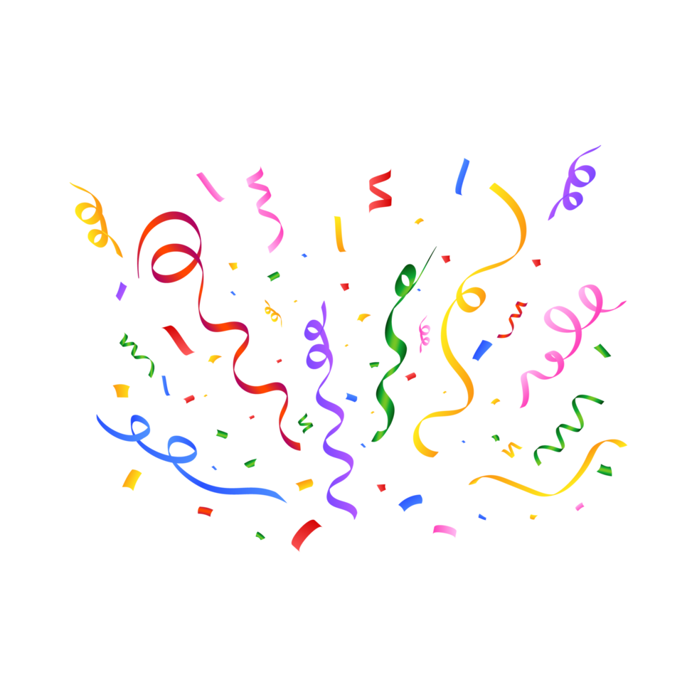 Festival confetti and tinsel explosion PNG background. Realistic multicolor confetti design. Colorful confetti on a transparent background. Anniversary and birthday celebration elements. 9903097 PNG