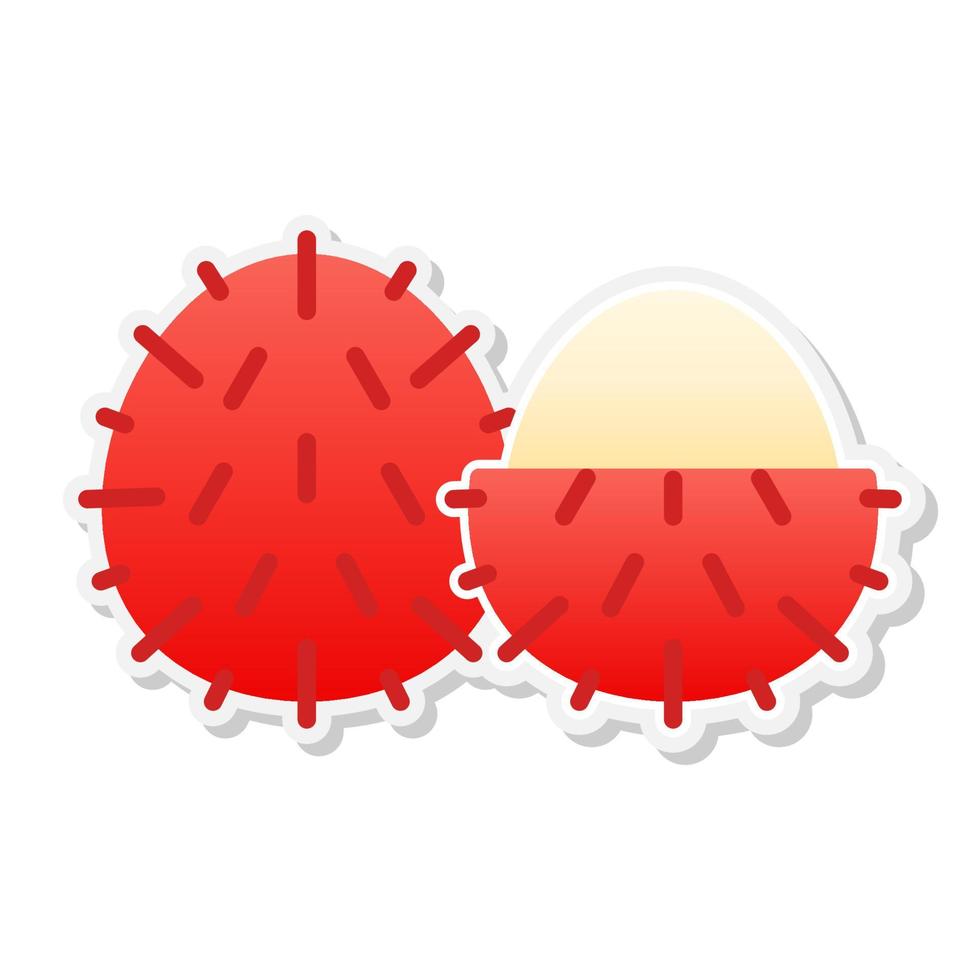 icono de pegatina de rambután, vector, ilustración. vector