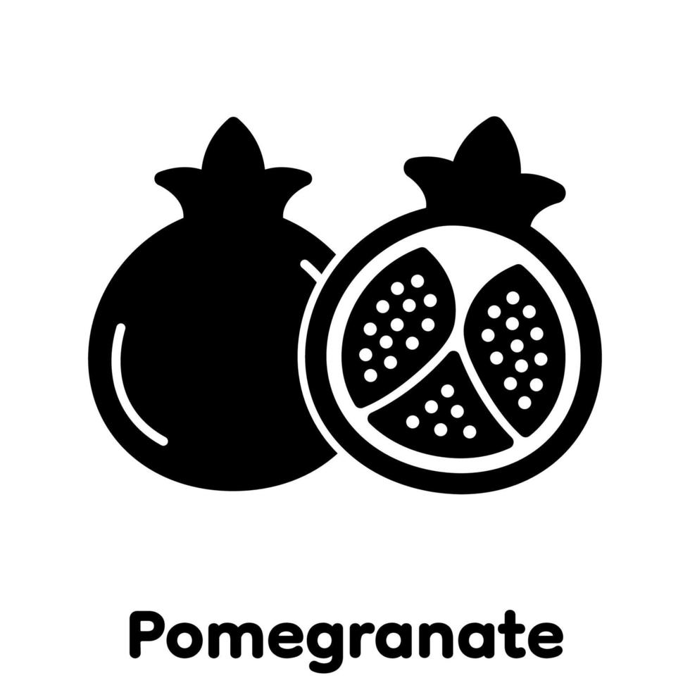 Pomegranate glyph icon, Vector, Illustration. vector