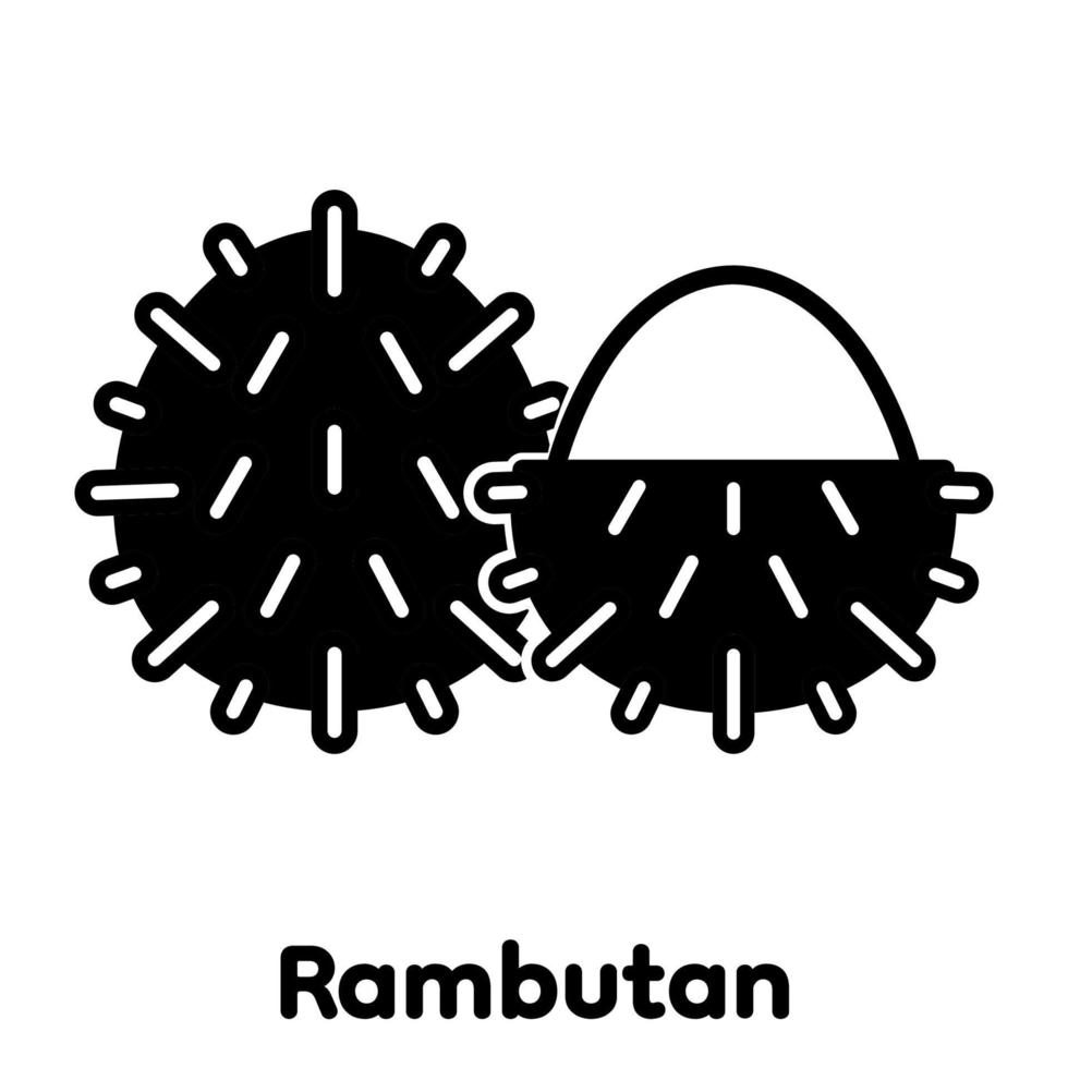 icono de glifo de rambután, vector, ilustración. vector