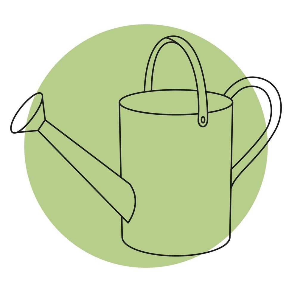 Icon of Watering Can for garden on color backgrond. Simple line doodle Watering Can icon. Vector illustration in editable line.