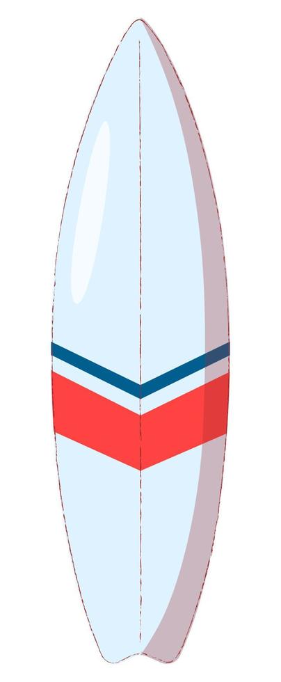 Light blue surfboard in cartoon style. Flat vector illustration isolated on white background.