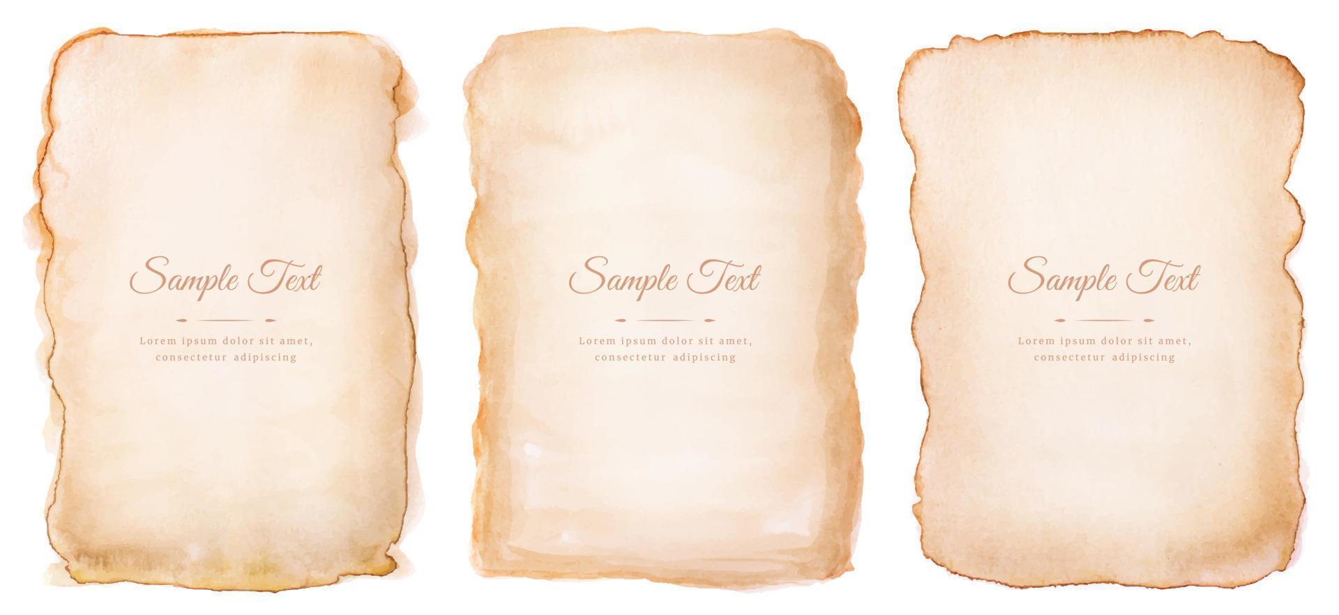 watercolor with a hand drawn in the paper old parchment sheet vintage aged or texture isolated on white background vector