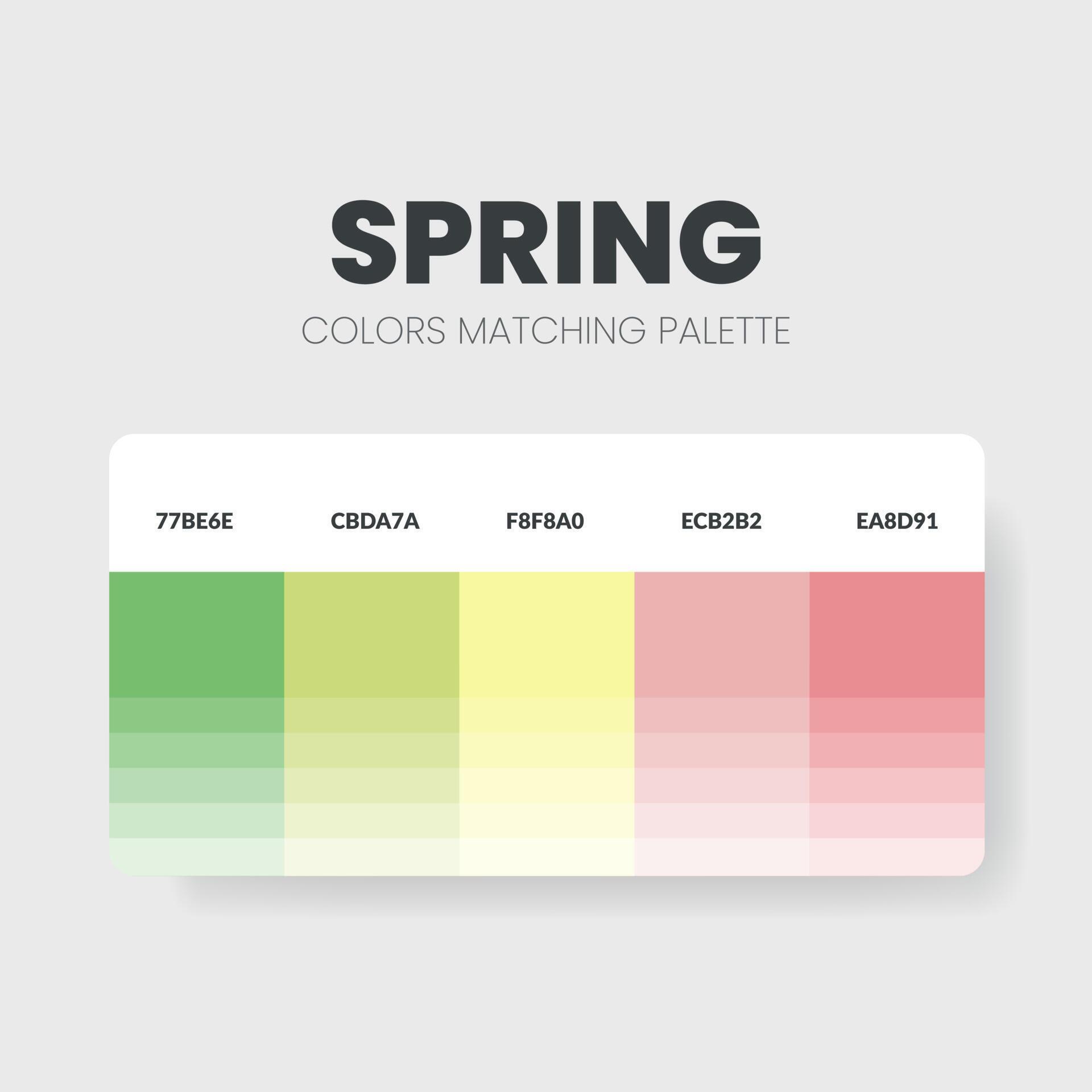 Spring color matching palettes or color schemes are trends combinations