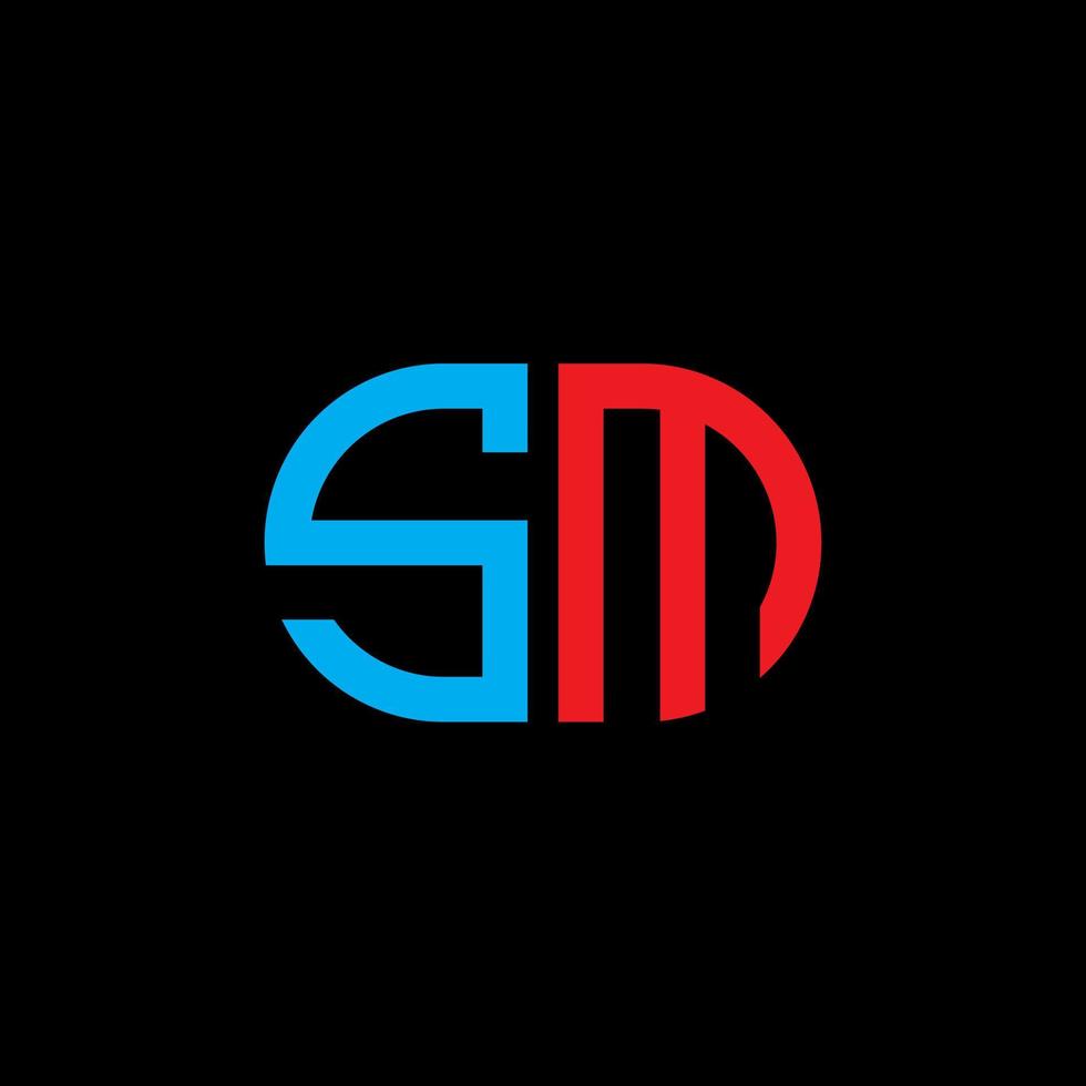 diseño creativo del logotipo de la letra sm con gráfico vectorial vector