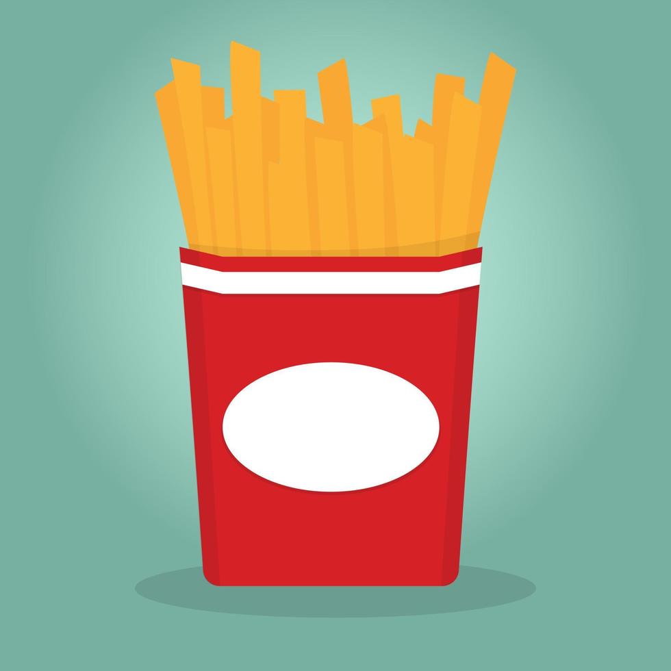 French potato pack box. Cartoon fastfood fry potato isolated vector flat illustration fast food
