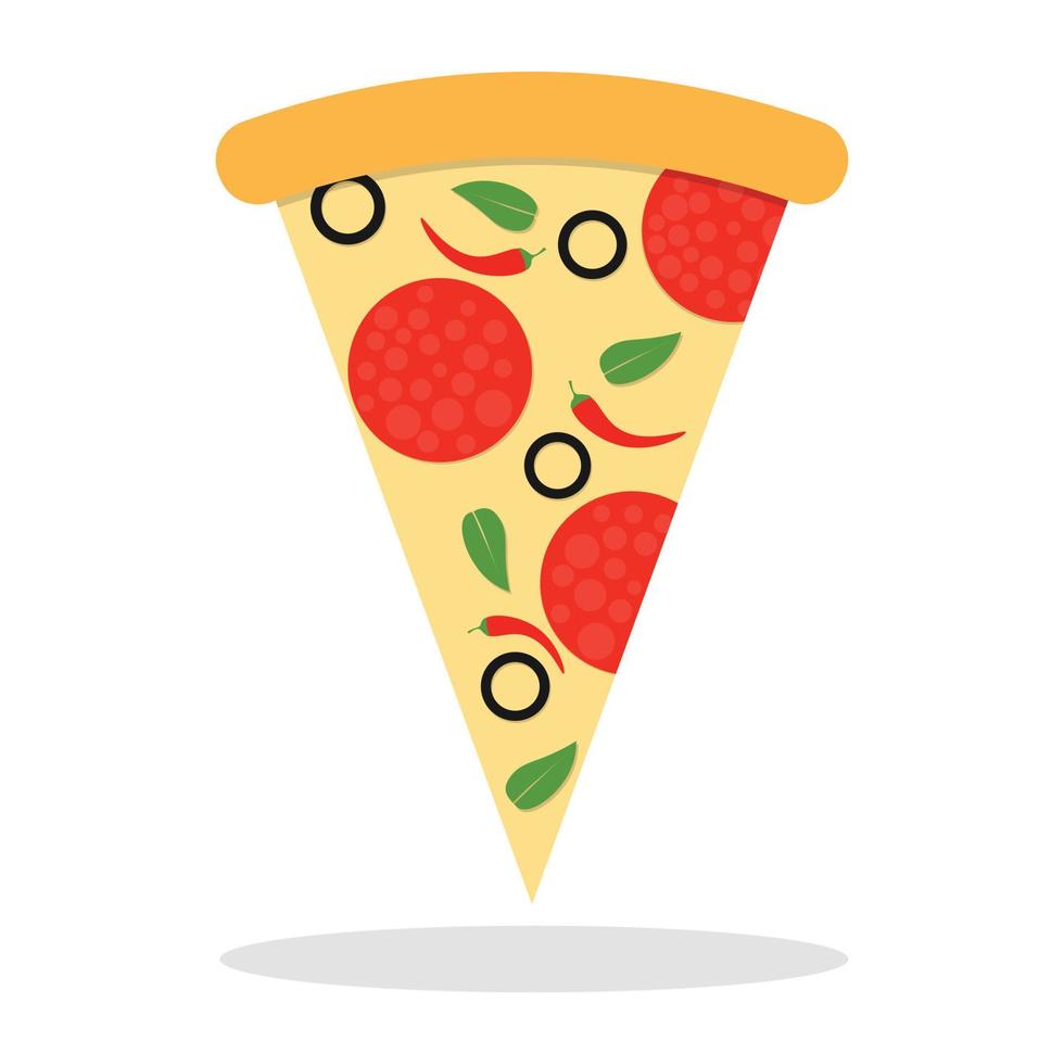 Cartoon Pizza flat vector illustration Isolated on white background. Fit for your food poster, sticker and menu design