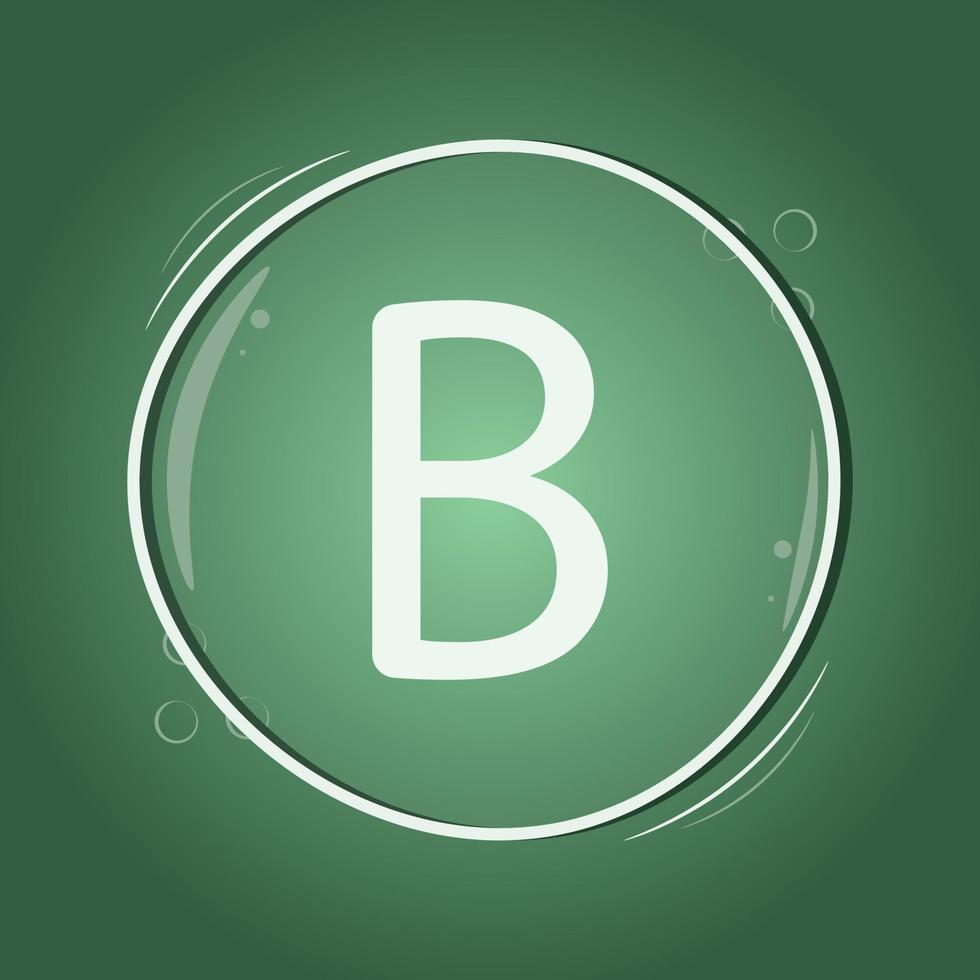 B letter circle logo design green background flat vector smart illustration