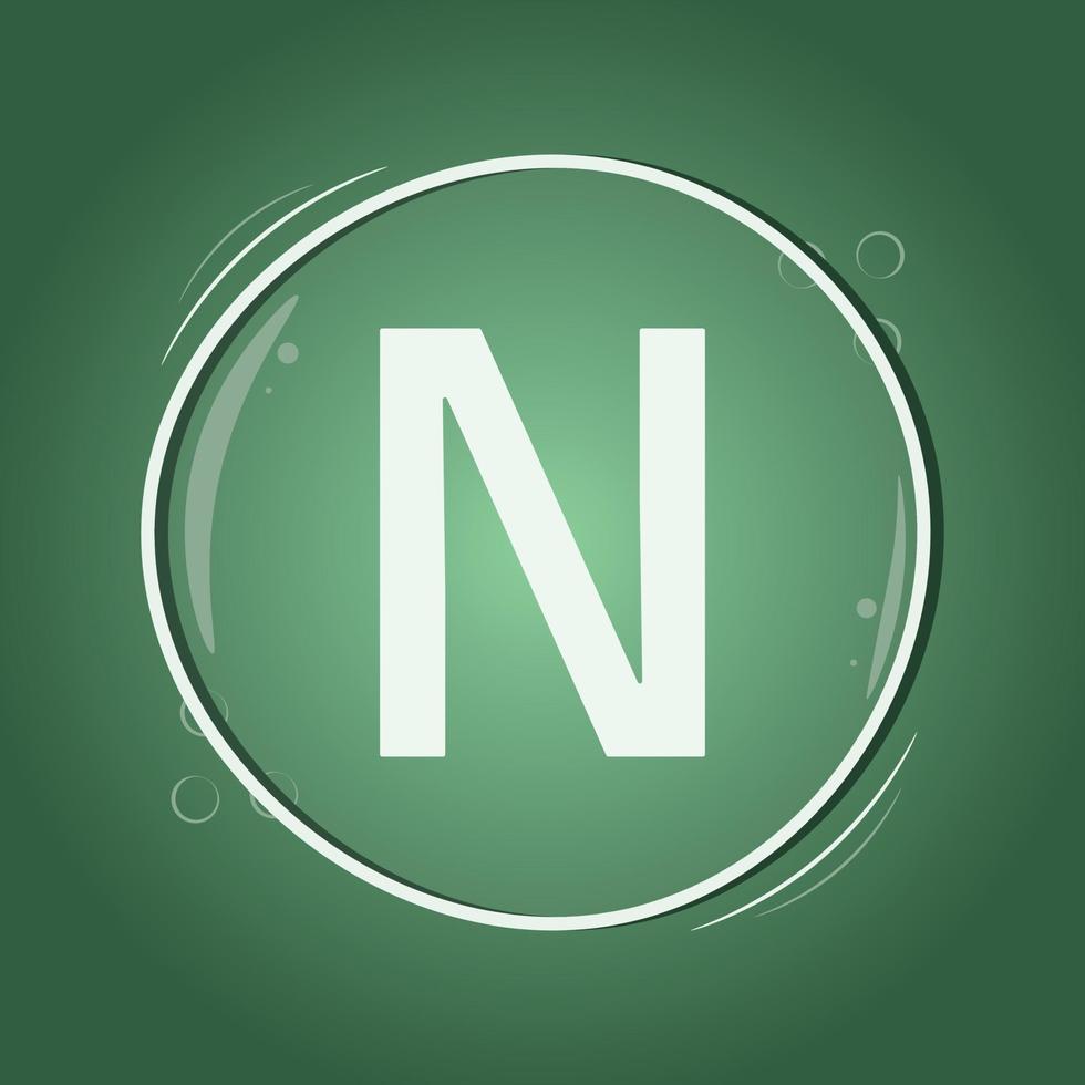 n letter circle logo design green background flat vector smart illustration